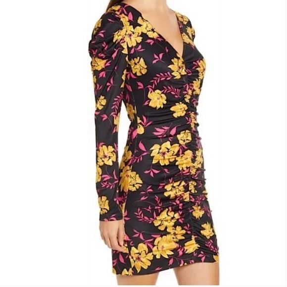 Wayf Fidella long sleeve ruched mini dress - Picture 1 of 13